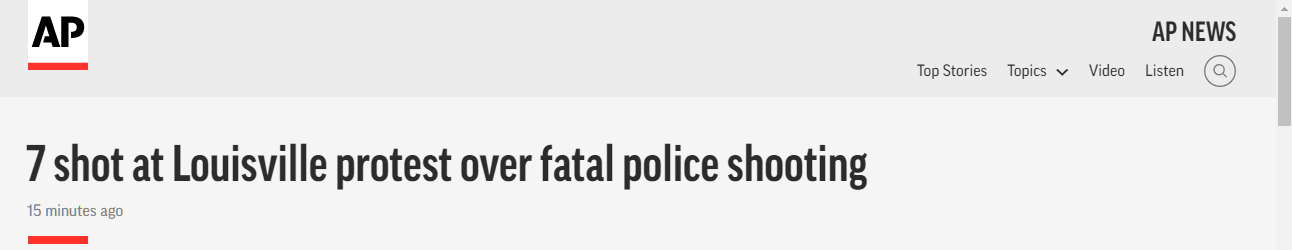 美国肯塔基州抗议活动现场发生枪击事件，至少