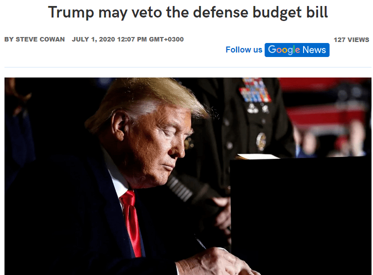 特朗普:你们若敢这么做,明年7400亿的美军军费