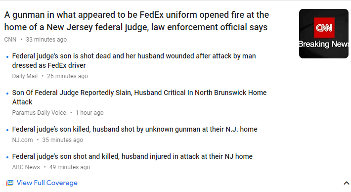 突发!美国联邦法官遭刺杀,与敏感大案有关