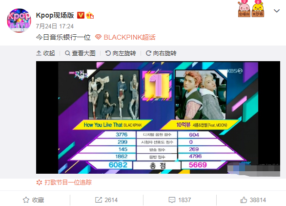 音乐银行道歉:错颁给blackpink的一位,本应该是