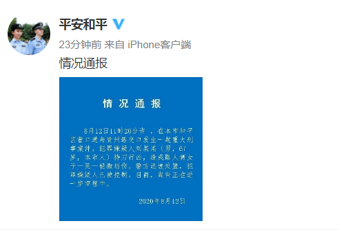 天津一六旬男子当街持刀行凶，致路人一死一伤