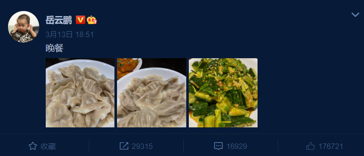 岳云鹏发微博“自问自答”称想吃饺子,粉丝吐