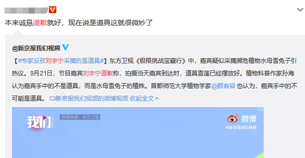 极限挑战刘宇宁摘国家保护植物遭专家打脸,争