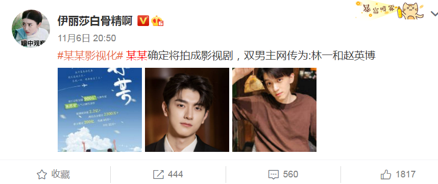 又一耽改剧要拍？《某某》传双男主，两位180以